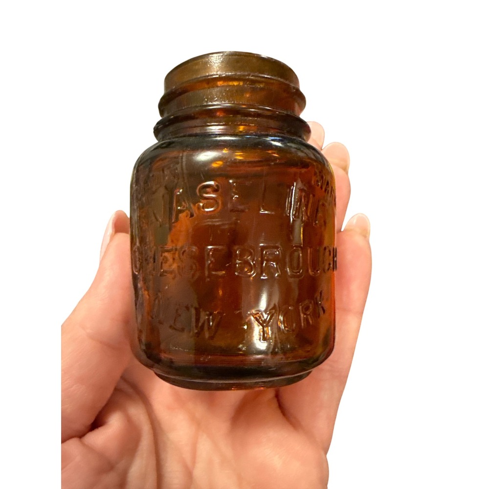 Vaseline Glass Jar Unisex OS Amber Vintage Apothecary Chesebrough New York
